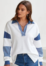 Color Block Johnny Collar Long Sleeve Sweatshirt Woman Sweatshirts