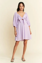 Davi & Dani Self-Tie Puff Sleeve Smocking Open Back Mini Dress Casual Dresses