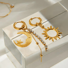 Sun Moon Asymmetric Drop Earrings