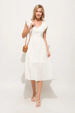 And The Why Ruffle Sleeve Front Smocked Tiered Midi Dress Casual Dresses