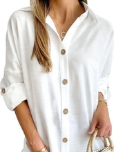 Button Down Long Sleeve Shirt Dress Woman Casual Dress