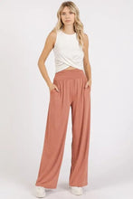 Mittoshop Stretch Banded Waist Wide Leg Pants with Pockets Woman Pants