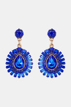 Teardrop Shape Glass Stone Dangle Earrings Royal Blue One Size