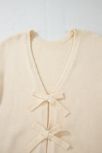 Bowknot Front V Neck Long Sleeve Sweater Woman Outerwear