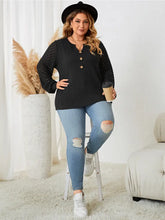 Honey Plus Size Openwork Notched Button Front Blouse Woman Blouses