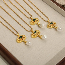 Freshwater Pearl Titanium Steel Geometric Necklace Gold One Size