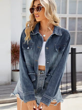 Button Up Long Sleeve Denim Jacket with Pockets Casual Dresses