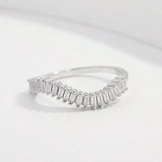 925 Sterling Silver Inlaid Zircon Ring Silver