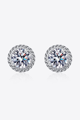 2 Carat Moissanite 925 Sterling Silver Stud Earrings Silver One Size