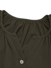 Button Front Balloon Sleeve Dress Casual Dresses