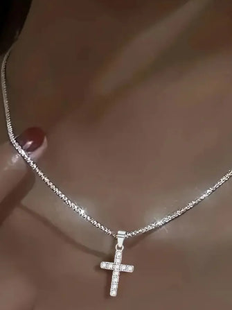 925 Sterling Silver Cross Necklace Silver One Size
