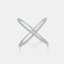925 Sterling Silver Moissanite Crisscross Ring Silver