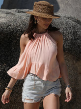Ruched Peplum Round Neck Tank Blush Pink Tanks & Camis