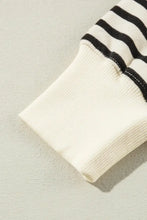 Decorative Button Striped Long Sleeve Sweatshirt Woman Sweatshirts