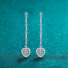 2 Carat Moissanite Zircon 925 Sterling Silver Heart Earrings Silver One Size