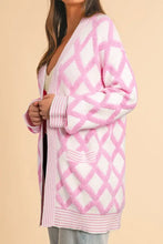 Geometric Open Front Long Sleeve Cardigan Woman Outerwear