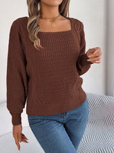 Square Neck Mixed Knit Sweater Sweater Pullovers