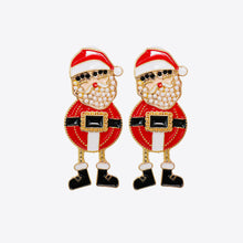 Rhinestone Alloy Santa Earrings Red One Size