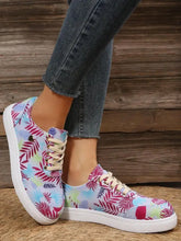 Tropical Leaf Print Canvas Sneakers Deep Purple Woman Sneakers