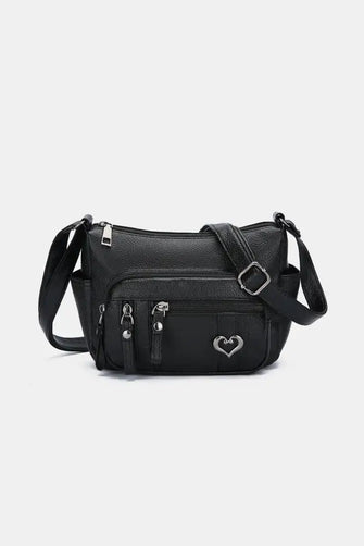 PU Leather Adjustable Strap Shoulder Bag Black One Size Shoulder Bags