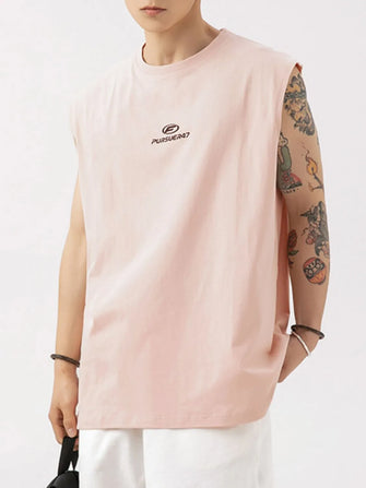 Men's Plus Size Round Neck Tank Pale Blush