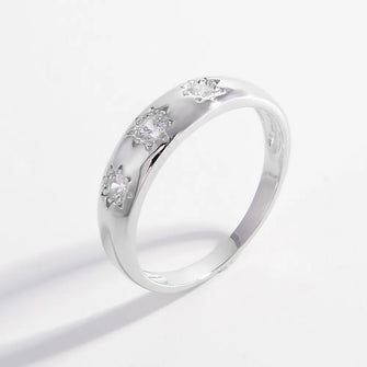 925 Sterling Silver Inlaid Zircon Ring Silver Rings