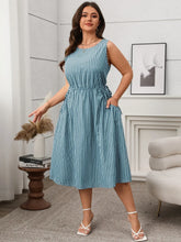Plus Size Striped Round Neck Sleeveless Dress