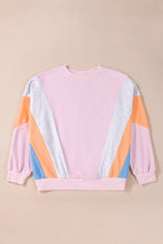 Color Block Round Neck Long Sleeve Sweatshirt Woman Sweatshirts