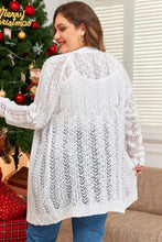 Plus Size Openwork Open Front Long Sleeve Cardigan Woman Outerwear