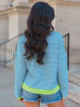 Perfee Striped Round Neck Long Sleeve Sweatshirt Woman Sweatshirts