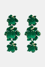 Flower Shape Zinc Alloy Dangle Earrings Dark Green One Size