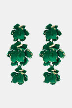 Flower Shape Zinc Alloy Dangle Earrings Dark Green One Size Earrings