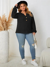 Honey Plus Size Openwork Notched Button Front Blouse Woman Blouses