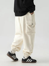 Men's Plus Size Elastic Waist Joggers with Pockets Ivory