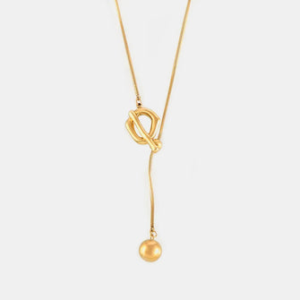 Stainless Steel Bead Necklace Gold One Size