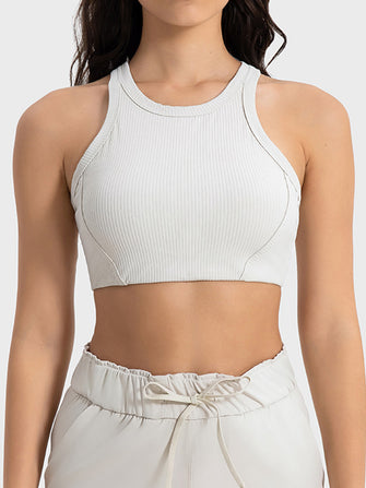 Millennia Wide Strap Cropped Sport Tank White