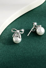 925 Sterling Silver Pearl Bow Earrings Silver One Size