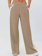 Side Striped Wide Leg Pants Camel