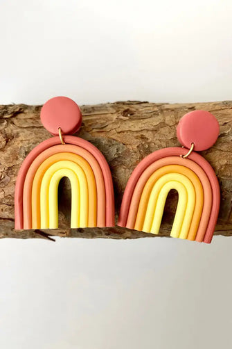 Rainbow Shape Dangle Earrings Coral One Size Earrings