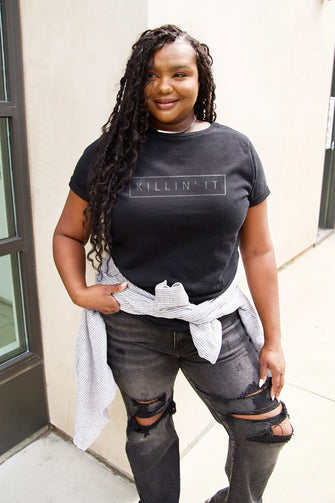 Simply Love Full Size KILLIN'IT Short Sleeve T-Shirt Black