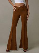 High Waist Flare Pants with Buckle Belt