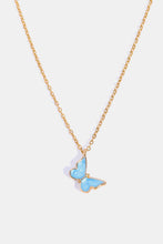 Butterfly Pendant Copper 14K Gold-Plated Necklace Sky Blue One Size