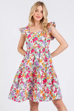 Mittoshop Flower Print Ruffle Shoulder A-line Mini Dress Casual Dresses