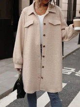 Button Up Drop Shoulder Sherpa Coat Dust Storm