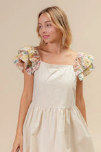 BiBi Flower Embroidered Floral Print Sleeve Dress Casual Dresses