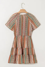 Bohemian Floral Print Buttoned V Neck Ruffle Tiered Dress Casual Dresses