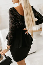 Lace Detail Long Sleeve Mini Dress Cocktail Dress