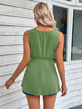 Shiny Swiss Dot Tie Waist Tank Top Tanks & Camis