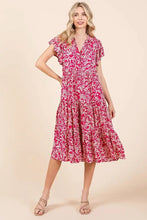 Mittoshop Abstract Print Ruffle Tier Midi Dress Casual Dresses