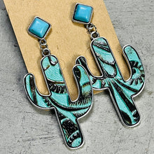 Turquoise Cactus Earrings Teal One Size